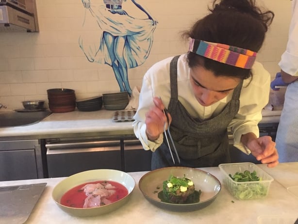Chef preparing ceviche at Peixes