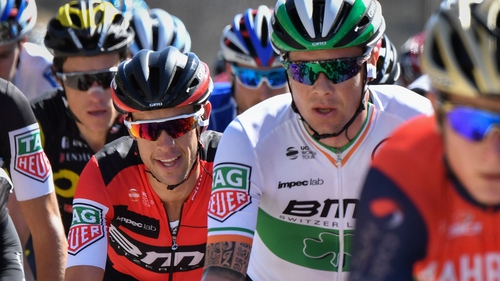 Roche (R) is supporting team leader Richie Porte's (L) bid to dethrone Froome