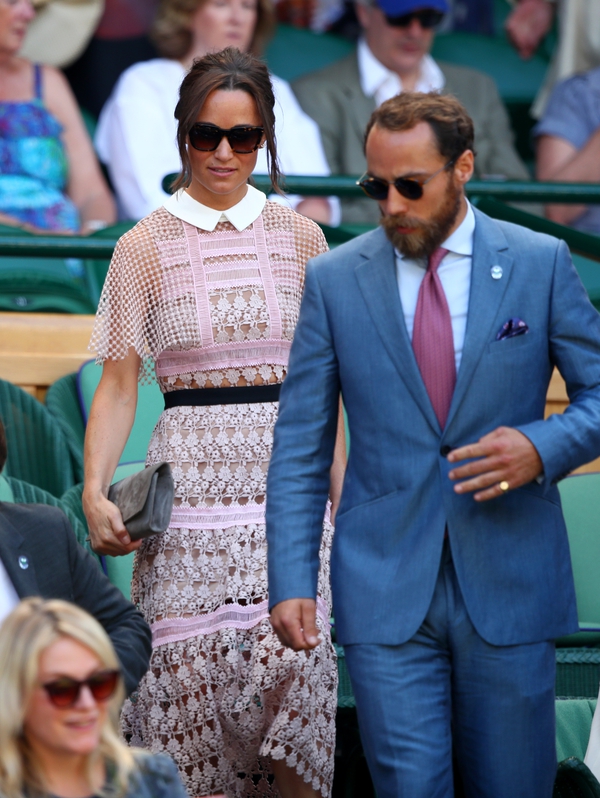 Stylish siblings Pippa and James Middleton arrive at centre court.
