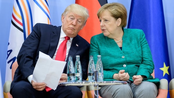Donald Trump and Angela Merkel at the G20 summit today