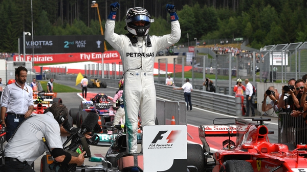 A jubilant Bottas on his return to the pits