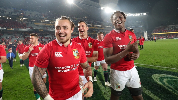 Lions players applauding their supporters after the third test in Eden Park