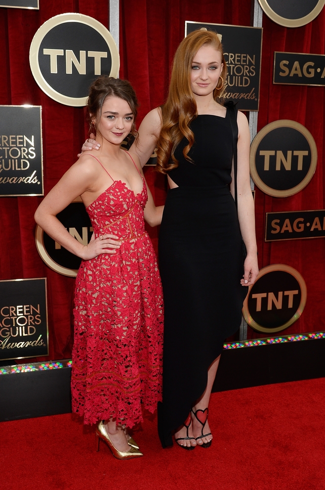 Maisie and Sophie attended the 21st SAG Awards together in 2015. Sophie is wearing a beautiful Osman dress.