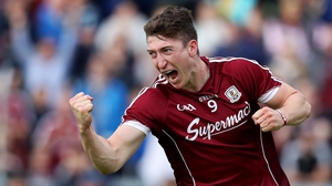 Johnny Heaney celebrates his second goal for Galway