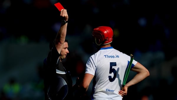 Tadhg de Búrca is dismissed by referee Fergal Horgan in the victory over Wexford in the All-Ireland quarter-final.