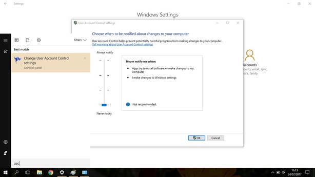 Windows UAC user account control 