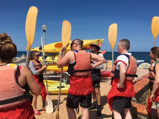 Tadhg Peavoy gets some kayaking tips in Banyuls