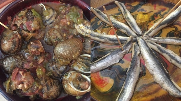 Snails and preserved anchovies at Casa Gala