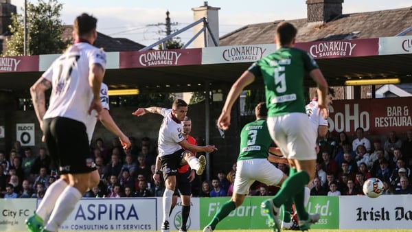 Gavan Holohan finds the net for Galway against Cork City in last season's Premier Division
