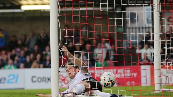 Lee Grace of Galway United can't prevent Cork City's winner