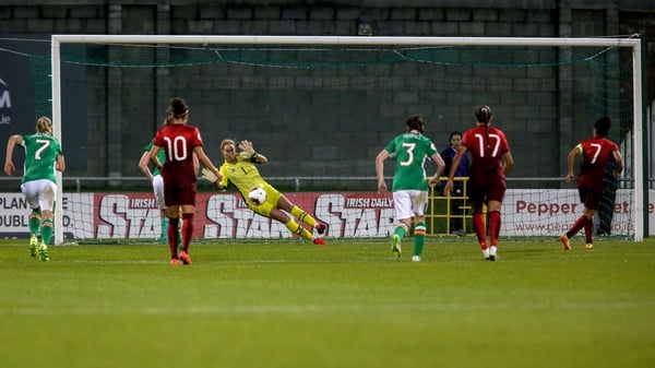 Byrne saves a penalty against Portugal in 2016