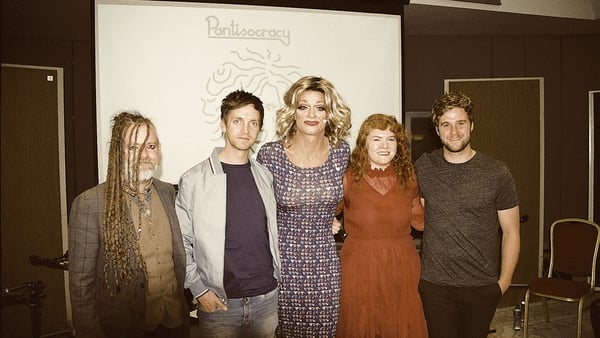 Pantisocracy guests (L to R) Duke Special, Emmet Kirwan, Jen Coppinger and Talos join Panti Bliss (centre)