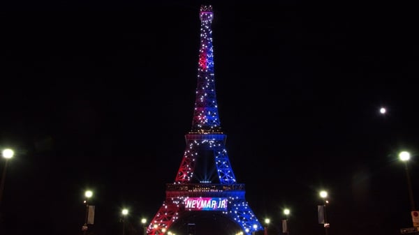 The Tower was lit in the colours of the Paris Saint Germain soccer team when the incident occurred