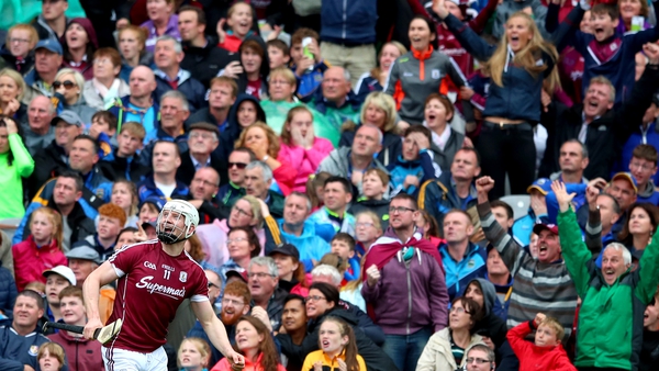 Joe Canning watches on as he hits the match-winning score against Tipperary