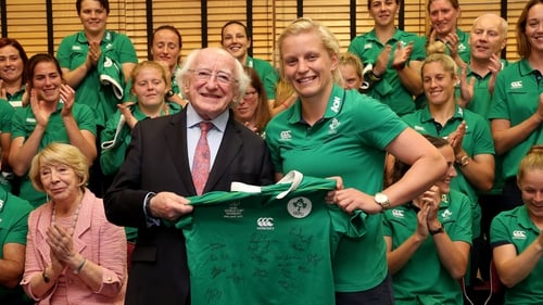 President Michael D Higgins was on hand to present the Ireland team with their jerseys