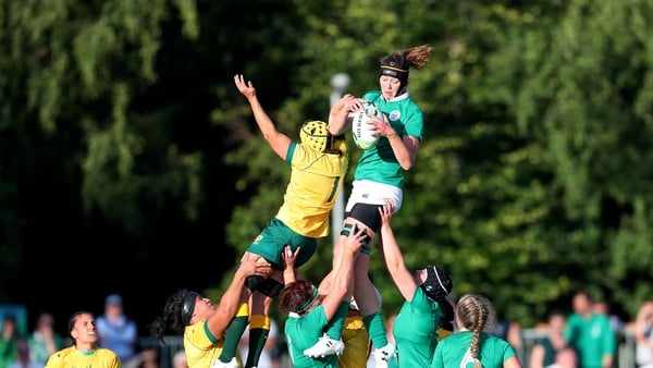 Ireland's Marie-Louise Reilly wins a line-out against Australia
