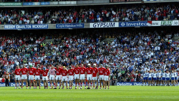 Cork and Waterford teams prior to the drawn All-Ireland quarter-final in 2007