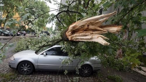 Power was cut to around half a million homes and businesses as violent winds downed trees and ripped off roofs