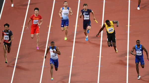 Usain Bolt pulls up in the men's 4x10mm relay