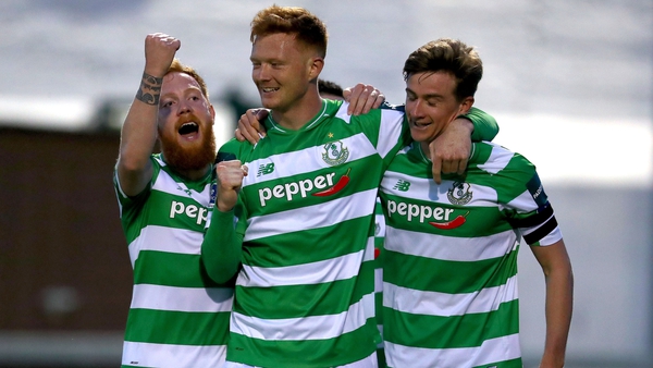 Ronan Finn celebrates his goal with team-mates