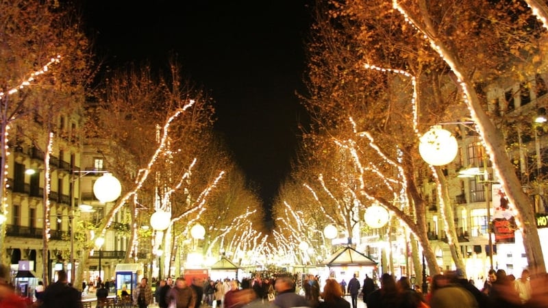 Las Ramblas Barcelona At Night