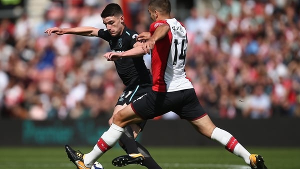 Declan Rice put in a solid shift in the middle of the park as he made his first Premier League start for West Ham