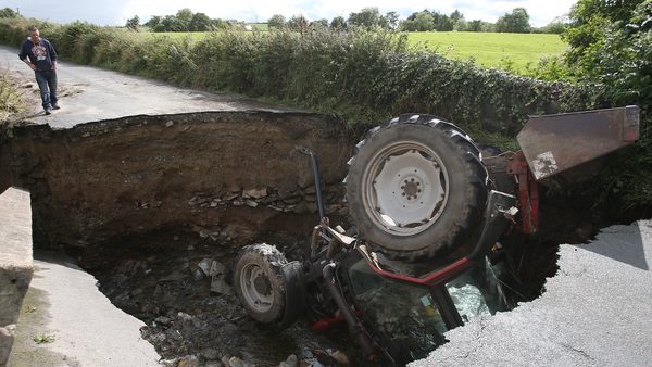 Dig your own hole: a tractor in a sinkhole at Isakeen in Co Donegal in 2017
