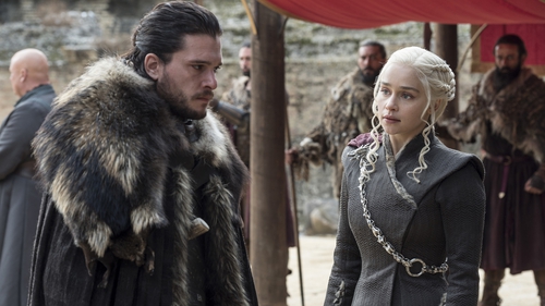 Game of Thrones stars Kit Harington and Emilia Clarke pictured in Belfast pub