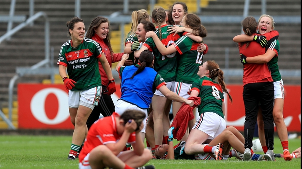 Mayo players celebrate their win over Cork