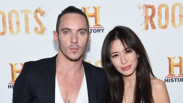 The actor Jonathan Rhys Meyers pictured with his producer wife Mara Lane