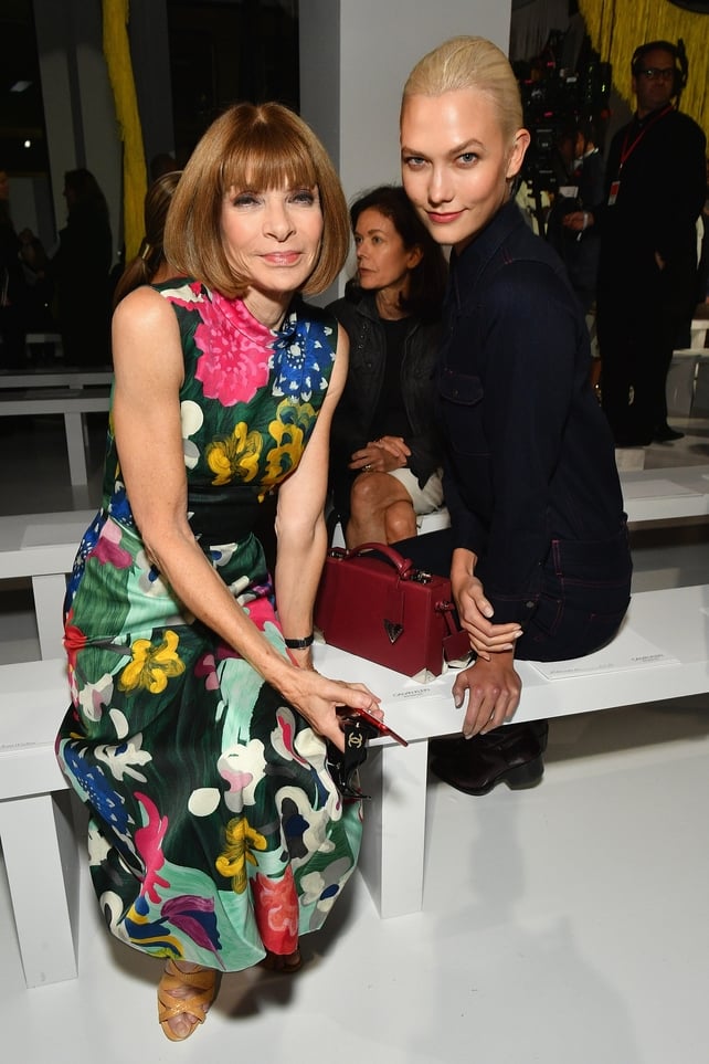 Vogue Editor-in-Chief Anna Wintour and model Karlie Kloss attend the Calvin Klein Collection fashion show.