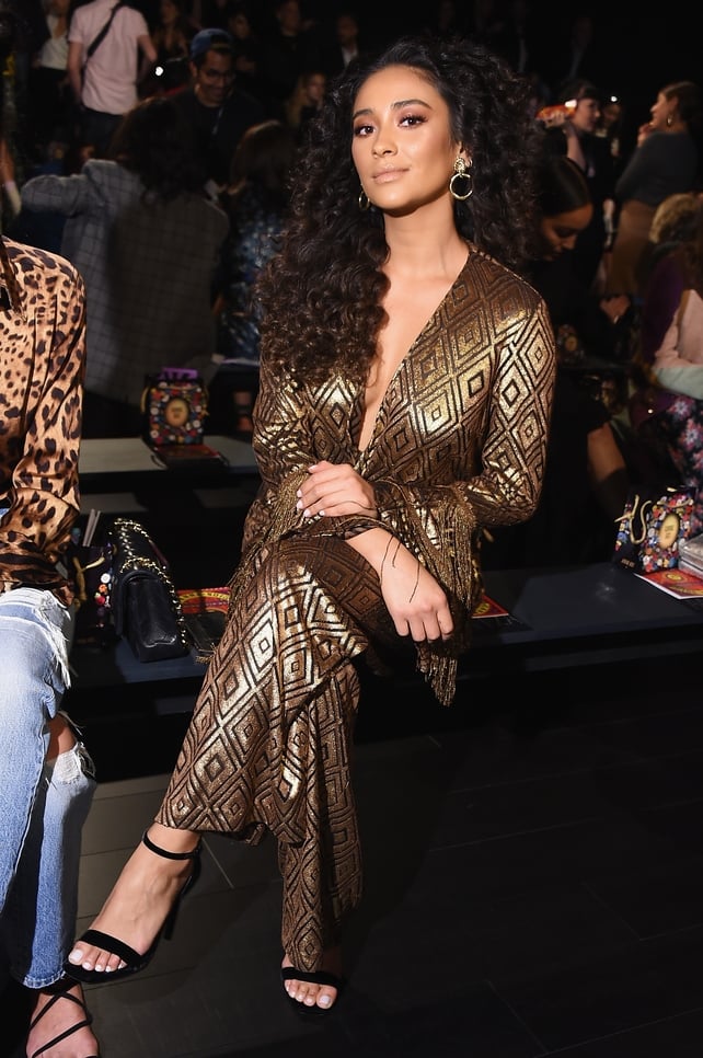 Studio 54 vibes from Pretty Little Liars actress Shay Mitchell at the Anna Sui fashion show.