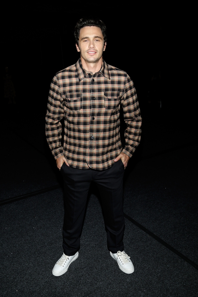 Actor James Franco poses backstage for Coach Spring 2018 fashion show.