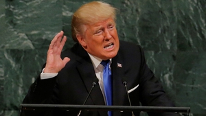 Tough talking from the US president Donald Trump at the U.N. General Assembly. Photo: Reuters/Lucas Jackson