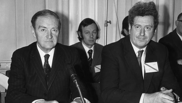 Former taoiseach and Fine Gael leader Liam Cosgrave (L) has passed away aged 97