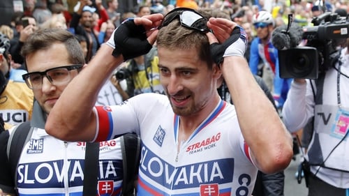 Peter Sagan reacts to anther World Championships victory