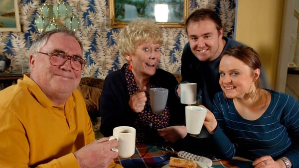 Liz Dawn (centre with Corrie co-stars Bill Tarmey on the left, Alan Halsall and Vicky Binns) died 