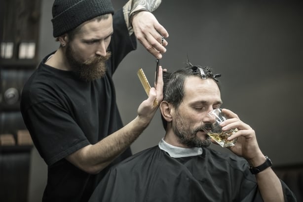 Drinking and cutting in barbershop