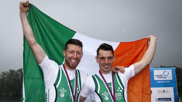 Mark O'Donovan and Shane O'Driscoll celebrate one of their 2017 world cup wins