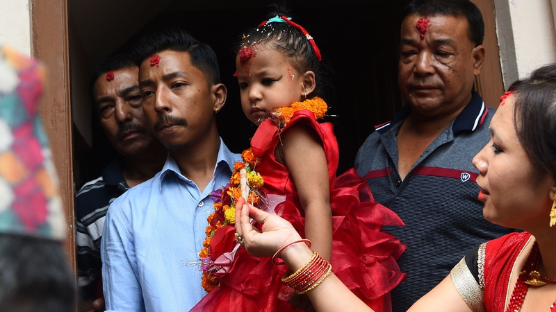 Three Year Old Girl Anointed Living Goddess In Nepal