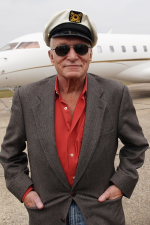 Hugh Hefner pictured at Stansted Airport, 2011