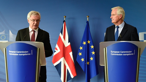 David Davis and Michael Barnier addressing the media after talks