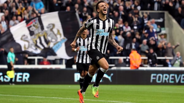 Joselu celebrates Newcastle's equaliser