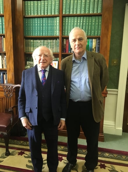 President Michael D Higgins and Myles Dungan at Áras an Uachtaráin