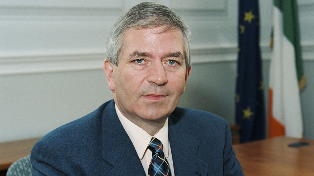 Fianna Fáil Minister for Finance Charlie McCreevy at his desk in August 1997.