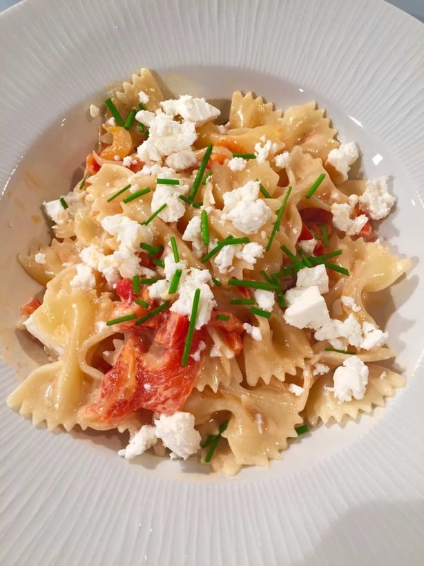 Catherine's Farfalle with Red Pepper Sauce