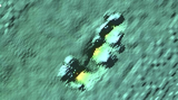 A sonar image of what is believed to be the wreck of the Athenia