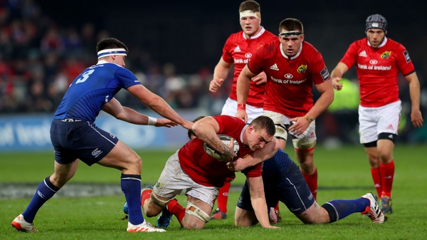 Tommy O'Donnell on the charge against Leinster