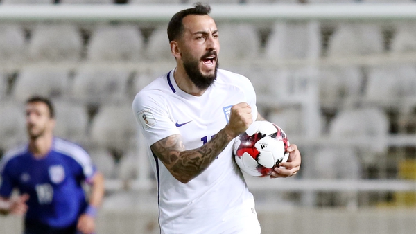Kostas Mitroglou celebrates his goal