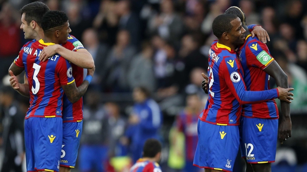 Crystal Palace players celebrate their forts win of the season